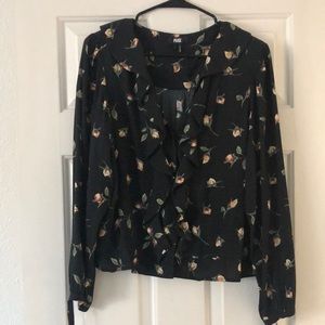 PAIGE dark blue floral blouse